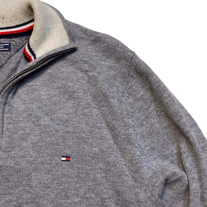 Tommy Hilfiger Grey Quarter Zip Knitwear Sweater Men's Medium